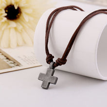 Load image into Gallery viewer, MEN&#39;S LEATHER CROSS NECKLACE