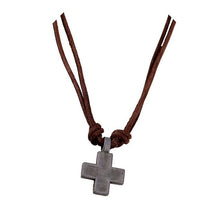 Load image into Gallery viewer, MEN&#39;S LEATHER CROSS NECKLACE